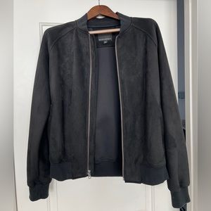 Banana Republic Bomber Jacket in black suede. Size medium.